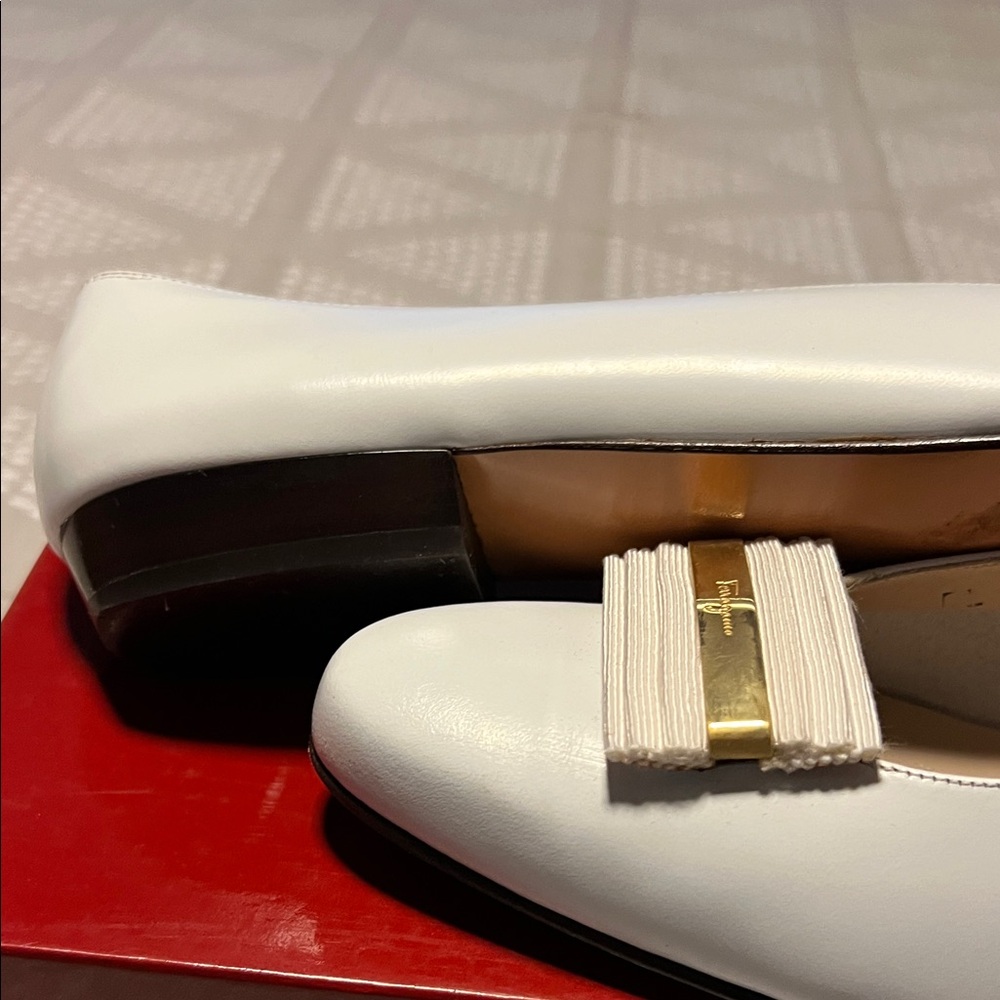 Salvatore Ferragamo White Leather Loafers - Picture 11 of 16